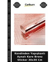 Özel Üretim Dekoratif Yapay Mozaik Kendinden Yapışkanlı Aynalı Kare Bronz Sticker 30x30 Cm