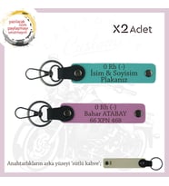 Motorcu Dostlara İsim Plaka ve 0 Rh (-) Kan Grubu Yazılı Motorcu Anahtarlık x2, K Turkuaz-Pembe-SK (Çok Renkli)