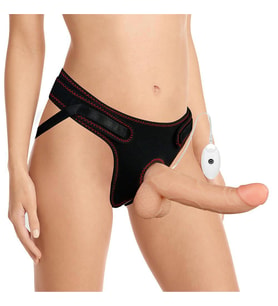 LilituShop 21,5 cm Belden Bağlamalı İçi Dolu Titreşimli Strapon Dildo
