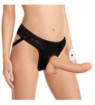LilituShop 21,5 cm Belden Bağlamalı İçi Dolu Titreşimli Strapon Dildo