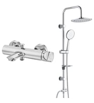 ECA Myra Banyo Bataryası+T-MAY Banyo Bostan Oval Tepe Duş Takımı Seti Paslanmaz  (Krom)