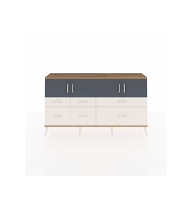 Arges Konsol 4 Raflı 6 Çekmeceli 4 Kapaklı 176x30x99 Çam-Antrasit/Aytaşı