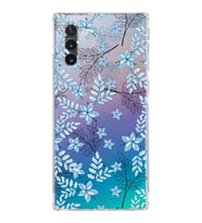 Samsung Galaxy Note 10  Kamera Korumalı Kapak Floral Mavi Tasarımlı  Şeffaf  Kılıf