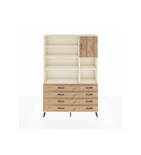 Arges Gardrop 8 Raflı 8 Çekmeceli Tek Kapaklı  132x30x195 Aytaşı-Çam
