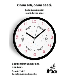 İsme Özel Renkli Yıldızlar Çocuk Odası Duvar Saati Orta Boy 30 cm Siyah Camlı Sessiz