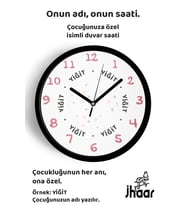 İsme Özel Renkli Yıldızlar Çocuk Odası Duvar Saati Orta Boy 30 cm Siyah Camlı Sessiz