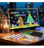 C6ON Design 20x30 Büyük Boy LED Işıklı Yazı ve Çizim Tahtası - Şeffaf Akrilik Not Panosu, Stant ve 7