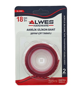 ALWES HARDWARE ÇİFT TARAFLI AKRİLİK SİLİKON BANT 18mm x 2yrd. (Şeffaf)