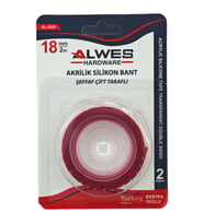 ALWES HARDWARE ÇİFT TARAFLI AKRİLİK SİLİKON BANT 18mm x 2yrd. (Şeffaf)