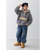 Miniğimin Cicileri Kanguru Cep Detaylı Kapüşonlu Unisex Çocuk Polar Sweat - Gri
