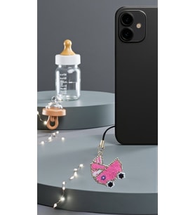 Miyuki Boncuk El Yapımı Pembe Bebek Arabası Telefon Çarmı - Charm 1