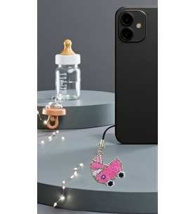Miyuki Boncuk El Yapımı Pembe Bebek Arabası Telefon Çarmı - Charm 1