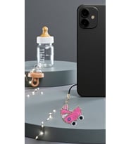 Miyuki Boncuk El Yapımı Pembe Bebek Arabası Telefon Çarmı - Charm 1