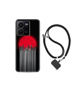 Vivo Y35 Kılıf Ipli Boyun Askılı Desenli Silikon Red City 1707