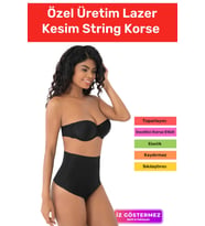 Yeni Sezon Toparlayıcı İz Göstermeyen Sıkılaştırıcı Şekillendirici Kaymaz Lazer Kesim String Korse (Siyah)