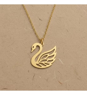 Kişiye Özel 925 Ayar Gümüş Tasarım Kuğu Model Kolye (Gold)