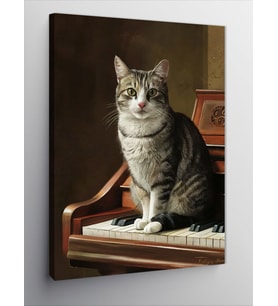 Kanvas Tablo Piyano Ve Kedi