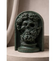 Antik Renklerde Zeus Anatomisi Sürreal Mitolojik Büst Dekoratif Taş Döküm Heykel 25 CM