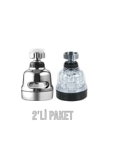 Yayke 2 Adetli Paket Krom Ve Şeffaf 3 Fonksiyonlu Musluk Başlığı Set 360 Derece Döner,Su Tasarruflu
