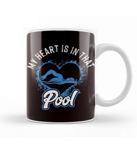 My Heart Is In Swimming Pool Swimmer Swim Coach Water Sports Kupa Bardak Porselen