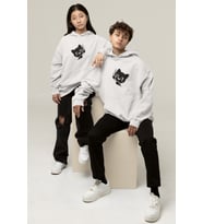 Sevgili Çift Kombini Özel Tasarım Oversize Kapüşonlu Sweatshirt – Trend Hoodie (Beyaz)
