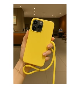 Coverzone Apple iPhone 16 Pro Max ile Uyumlu ?pli Boyun Ask?l? Silikon K?l?f Kadife ?� Yap?l? Dulcet Epiphany boyun �apraz as?labilen ?pli K?l?f Sar?