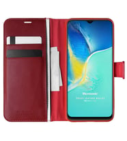 Microsonic Vivo Y15s Kılıf Delux Leather Wallet Kırmızı
