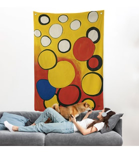 Alexander Calder - Sarı ve Kırmızı Küreler Duvar Örtüsü - Orbs on Yellow and Red-7367