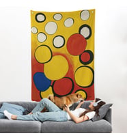 Alexander Calder - Sarı ve Kırmızı Küreler Duvar Örtüsü - Orbs on Yellow and Red-7367
