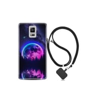Samsung Galaxy Note 4 Kılıf Silikon Desen Boyun Askılı Star Planet 1652