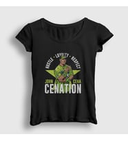 Presmono Kadın Siyah Cenation V2 Güreş Wwe John Cena T-Shirt 496463tt