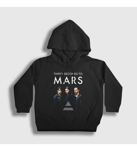 Presmono Unisex Çocuk Siyah Band 30 Seconds To Mars Kapüşonlu Sweatshirt 171320tt