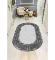 Modern Desenli Oval Dijital Baskı Kaymaz Taban Halı H0362