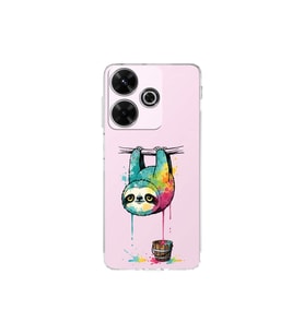 Redmi 13 4G ile Uyumlu Splash Tembel Hayvan Tasarımlı Şeffaf Silikon Kılıf
