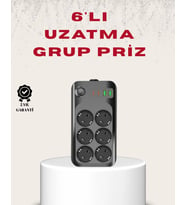 6 lı Grup Priz Termal Korumalı Usb Type-c Çoklu Priz 2 Metre Kablo
