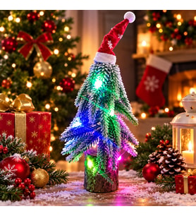 2 ADET AHŞAP KÜTÜKLÜ RENKLİ LED IŞIKLI YILBAŞI AĞACI 22CM IŞIKLI YILBAŞI ÇAM AĞACI IŞIKLI NOEL AĞACI