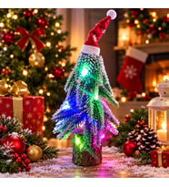 2 ADET AHŞAP KÜTÜKLÜ RENKLİ LED IŞIKLI YILBAŞI AĞACI 22CM IŞIKLI YILBAŞI ÇAM AĞACI IŞIKLI NOEL AĞACI