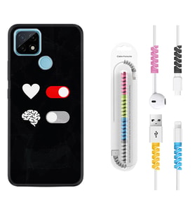 Realme C11 C21 C21Y C25Y C11 2021 Kılıf Kablo Koruma Spiral Silikon Love Brain 1722