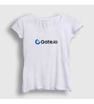 Presmono Kadın Beyaz Logo Bitcoin Blockchain Gate Io T-Shirt 485237tt (Beyaz)