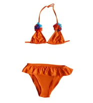 Endeep Kız Çocuk Fırfırlı Turuncu Üçgen Bikini Takımı