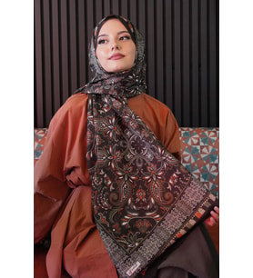 Etnik Desen Siyah Soft Pamuk Şal (Standart)