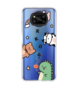 Poco X3 Pro Uyumlu Sevimli Hayvanlar Desenli Şeffaf Telefon Kılıfı