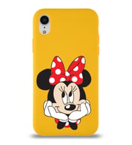 Apple iPhone XR Uyumlu Lansman Kılıf Minnie Mouse Tasarımlı Altı Kapalı İçi Kadife Kaplı  Kapak (Şeffaf)