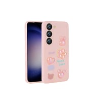 Samsung Galaxy A54 Uyumlu Kılıf Kabartma Figürlü Parlak Zore Toys Silikon Kapak (Pembe)