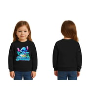 Unisex Stitch Baskılı Çocuk Swaetshirt 3 İplik Şardonlu (Siyah)