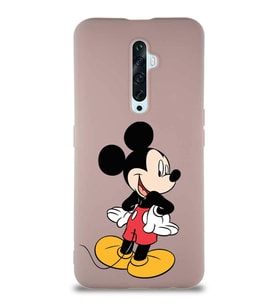 Oppo Reno 2Z Soft Premier Kapak Mickey Mouse-D Tasarımlı Silikon Kılıf - Pudra (Şeffaf)