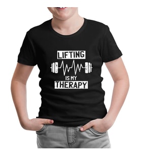 Bodybuilding Lifting Theraphy Siyah Çocuk Tshirt