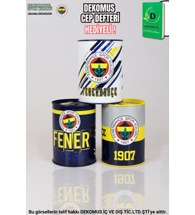 "DEKOMUS CEP DEFTERİ HEDİYELİ"  YENİ SEZON LİSANSLI FENERBAHÇE METAL KUMBARA (Krem)