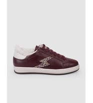 %100 Hakiki Deri Bordo Bağcıklı Kürklü Kadın Sneaker