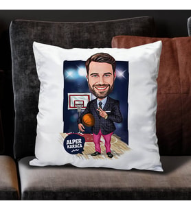 Kişiye Özel Basket Koçu Erkek Karikatürlü Yastık